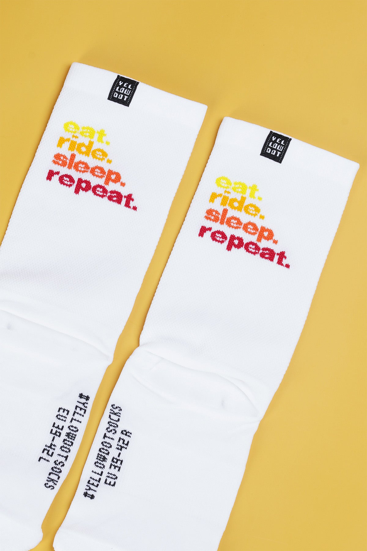 EAT RIDE SLEEP REPEAT - WHITE PACKSHOT | BEST CYCLING SOCKS