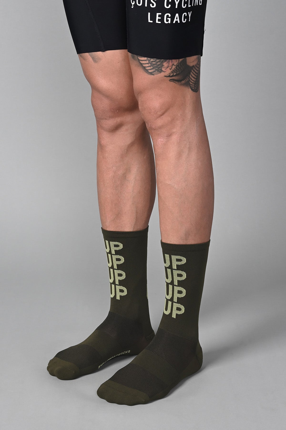 UPUPUP - DARK OLIVE FRONT SIDE | BEST CYCLING SOCKS
