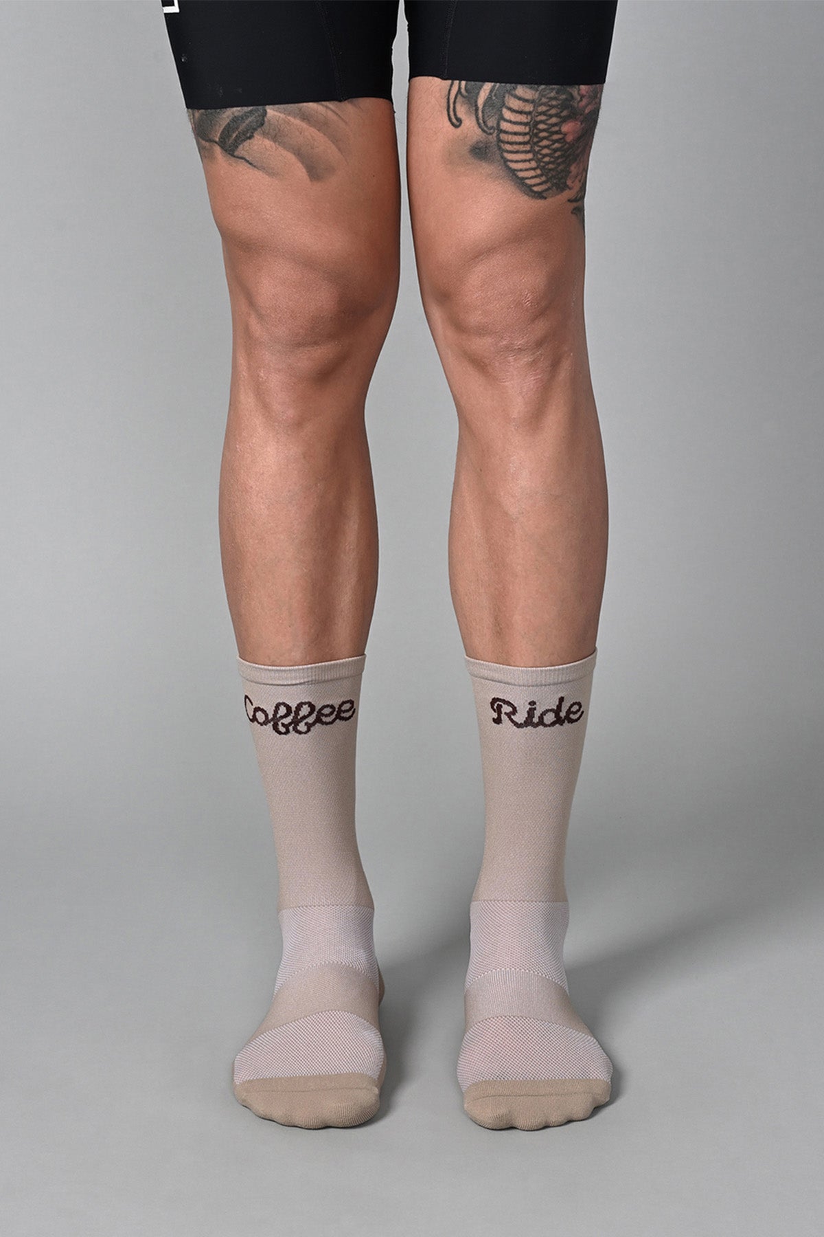 COFFEE RIDE - BEIGE FRONT | BEST CYCLING SOCKS