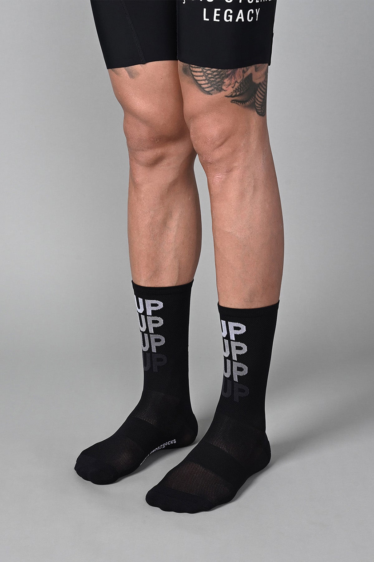 UPUPUP - BLACK FRONT SIDE | BEST CYCLING SOCKS