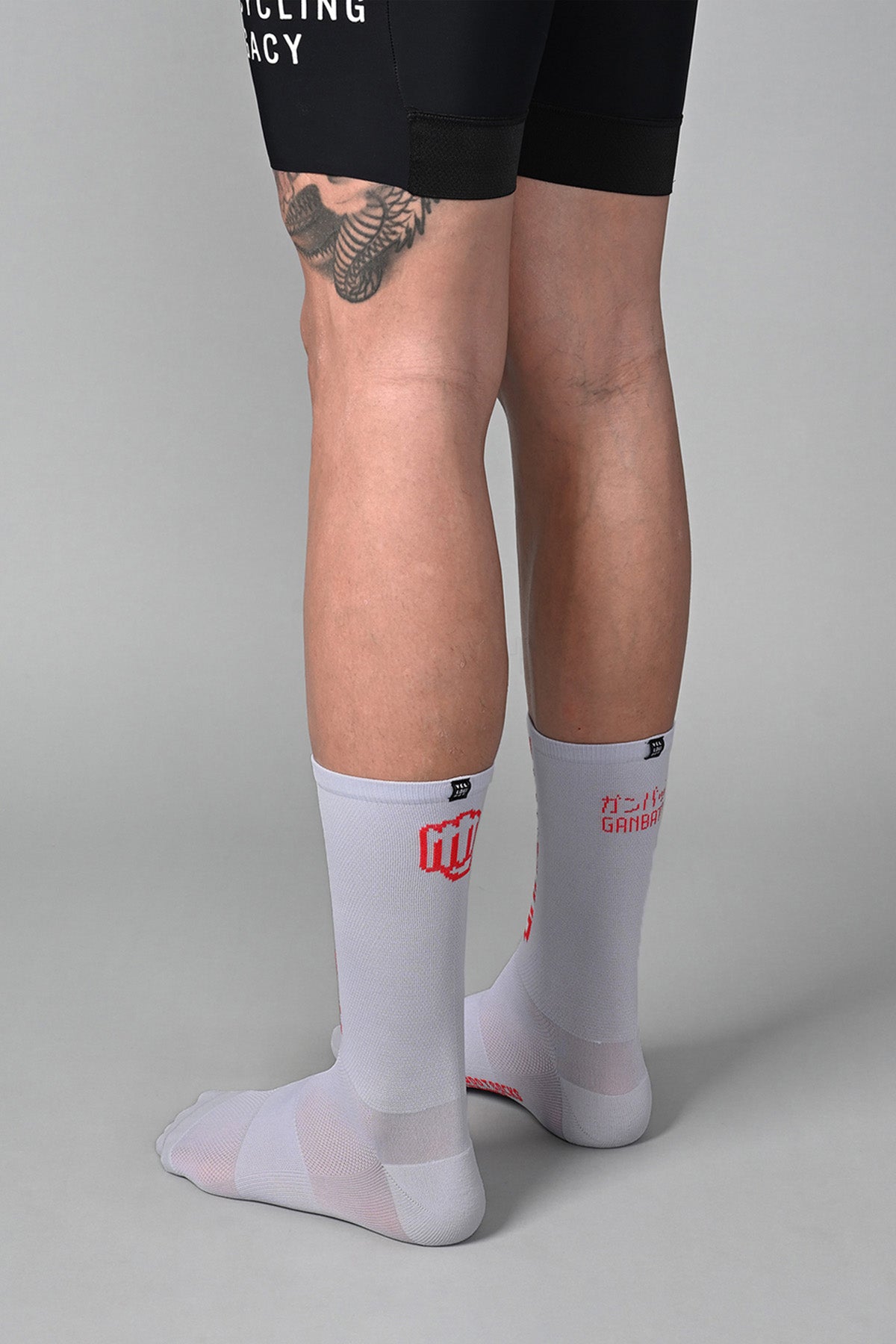 GANBATTE - GREY REAR SIDE | BEST CYCLING SOCKS