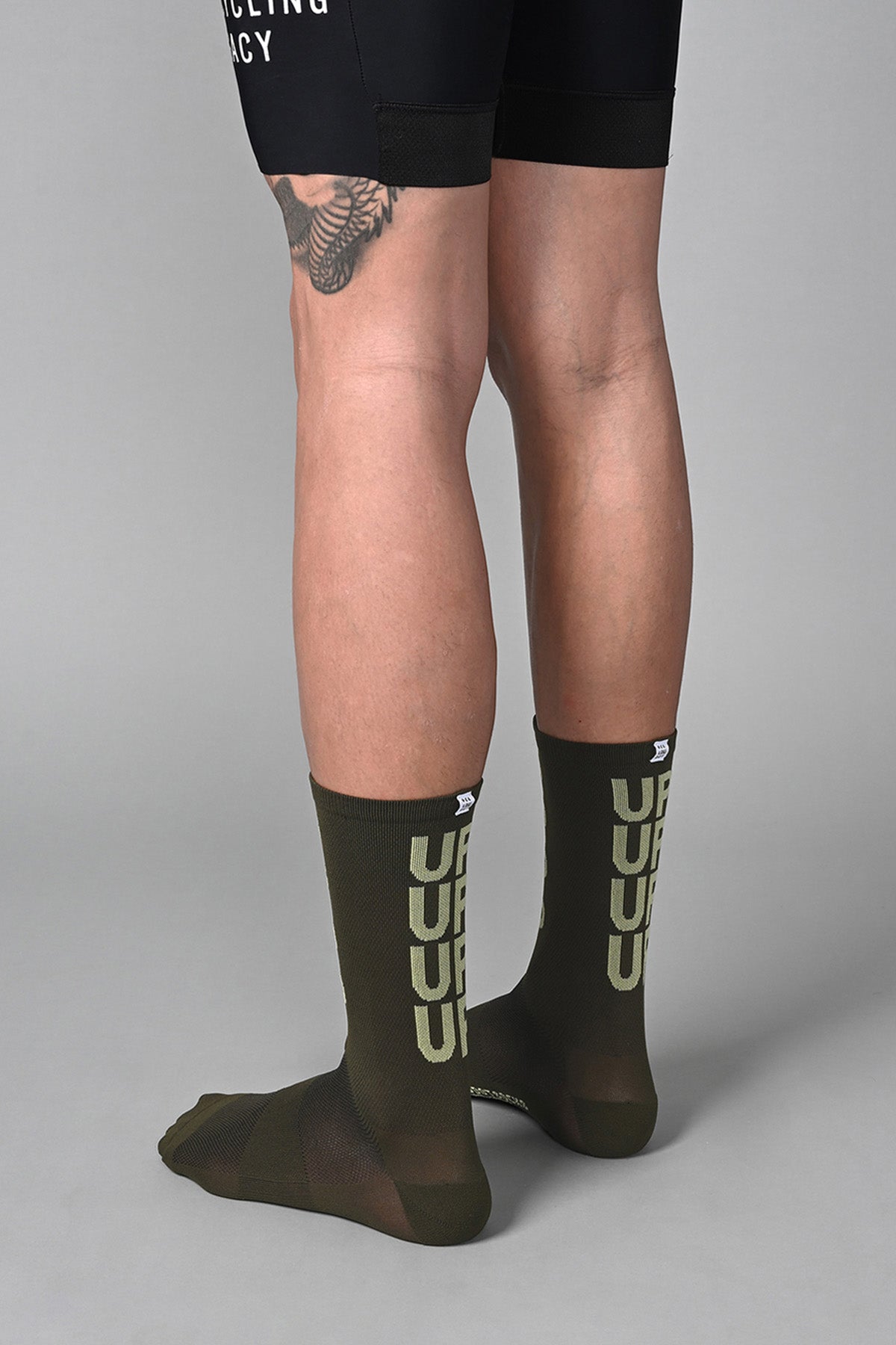 UPUPUP - DARK OLIVE REAR SIDE | BEST CYCLING SOCKS