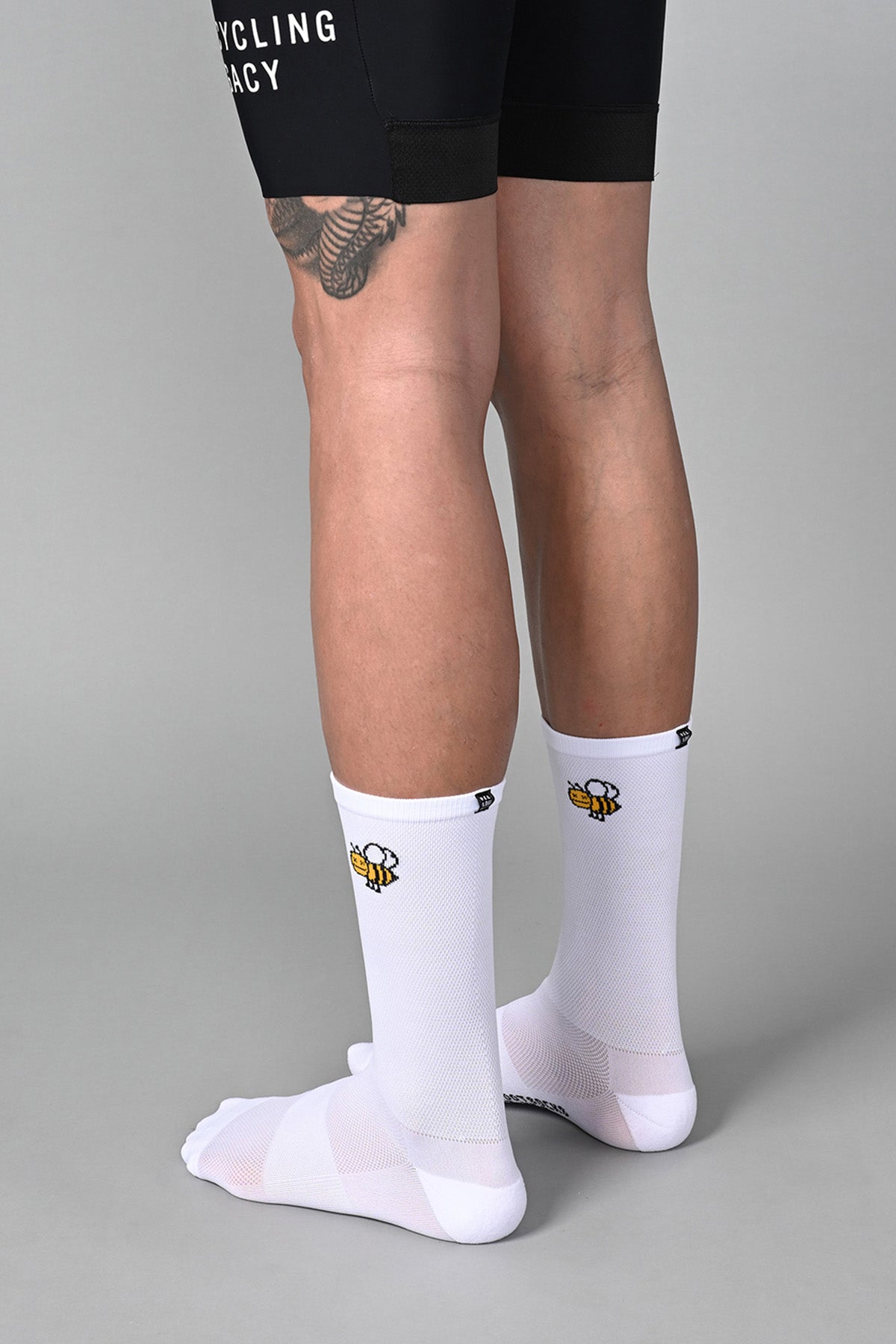 HONEY BEE - WHITE REAR SIDE | BEST CYCLING SOCKS