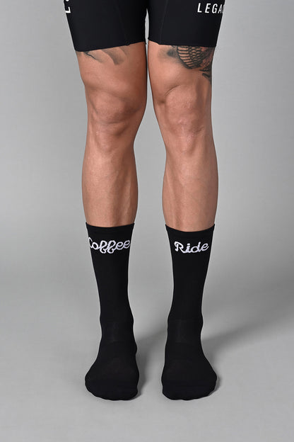 COFFEE RIDE - BLACK FRONT | BEST CYCLING SOCKS