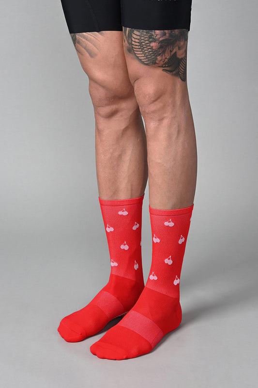 CHERRY - CANDY APPLE RED FRONT SIDE | BEST CYCLING SOCKS