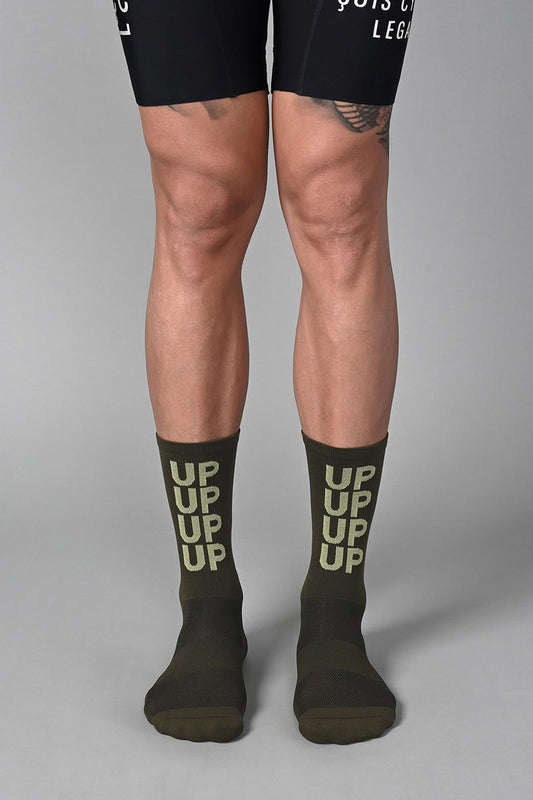 UPUPUP - DARK OLIVE FRONT | BEST CYCLING SOCKS