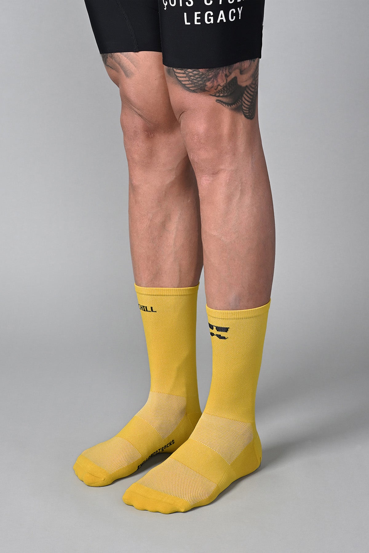 CHILL BRO - MUSTARD YELLOW FRONT SIDE | BEST CYCLING SOCKS