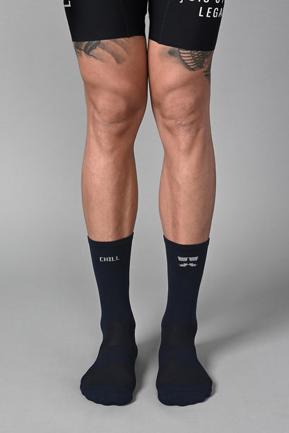 CHILL BRO - NAVY FRONT | BEST CYCLING SOCKS