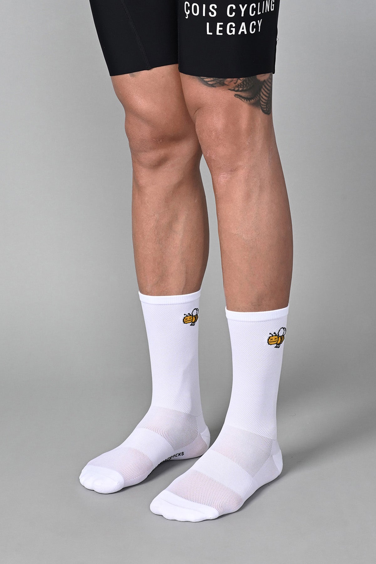 HONEY BEE - WHITE FRONT SIDE | BEST CYCLING SOCKS