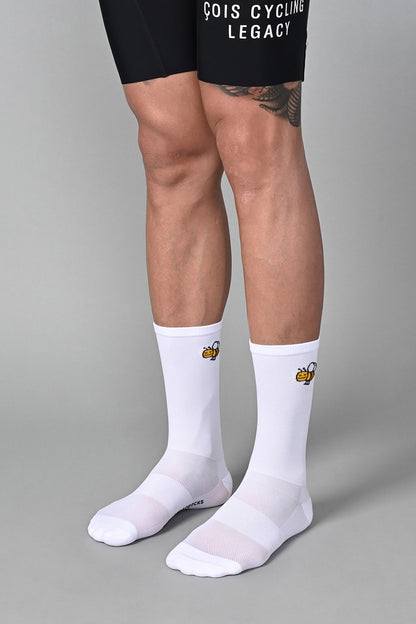 HONEY BEE - WHITE FRONT SIDE | BEST CYCLING SOCKS