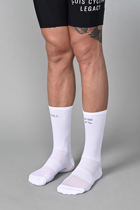 CHILL BRO - WHITE FRONT SIDE | BEST CYCLING SOCKS